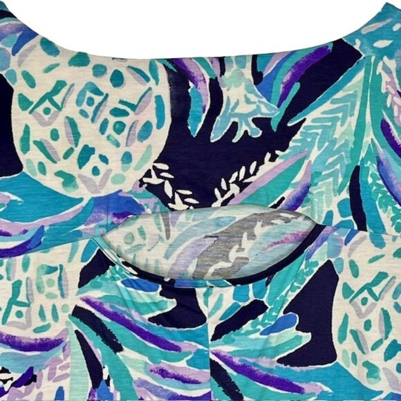 Lilly Pulitzer Hollee Dress Bright Navy Alotta Colada - Aqua/Navy/Purple - M - Picture 8 of 11